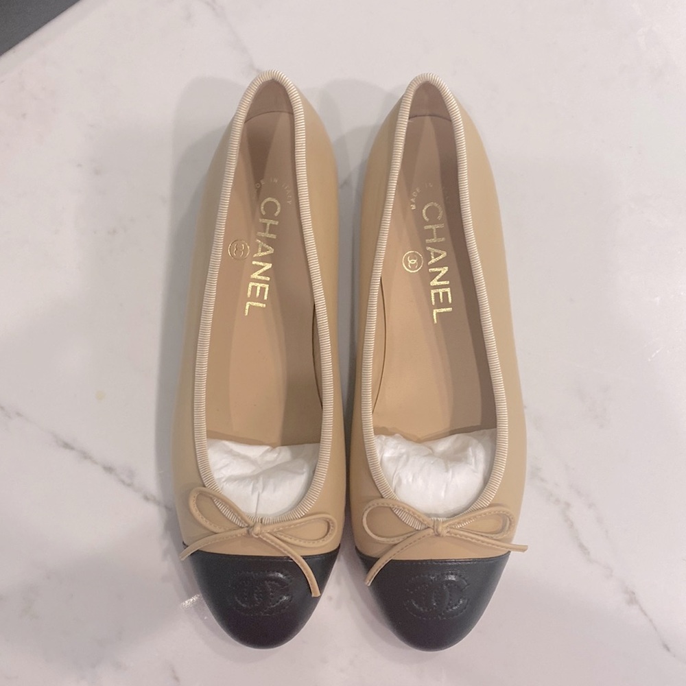 Chanel two tone flats! Brand new in box, never worn!
